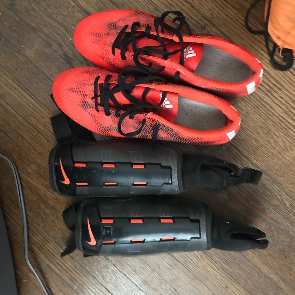 Adidas Soccer cleats with accessories